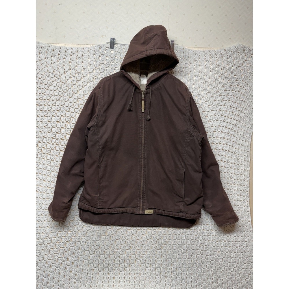 Berne Sherpa Lined Hooded Jacket Women XL Brown Duck Canvas Ladies Reg WHJ41DBN